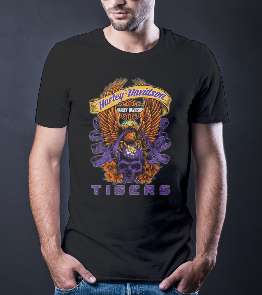 Harley Davidson Motor Cycles Lsu Tigers T-Shirt