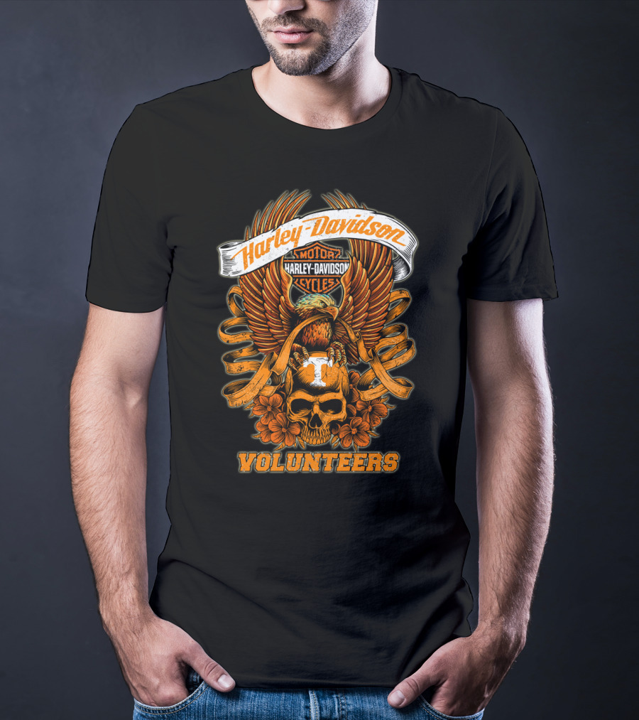Harley Davidson Tennessee Volunteers Skull And Eagle T-Shirt