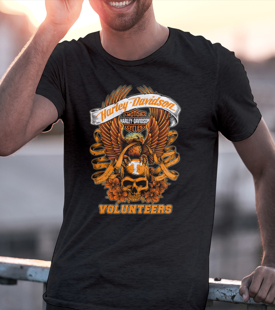 Harley Davidson Tennessee Volunteers Skull And Eagle T-Shirt