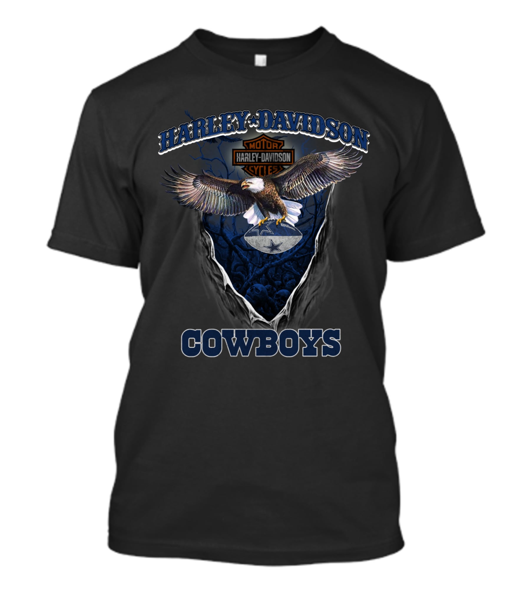 Harley Davidson Motor Cycle Eagle Cowboys T-Shirt
