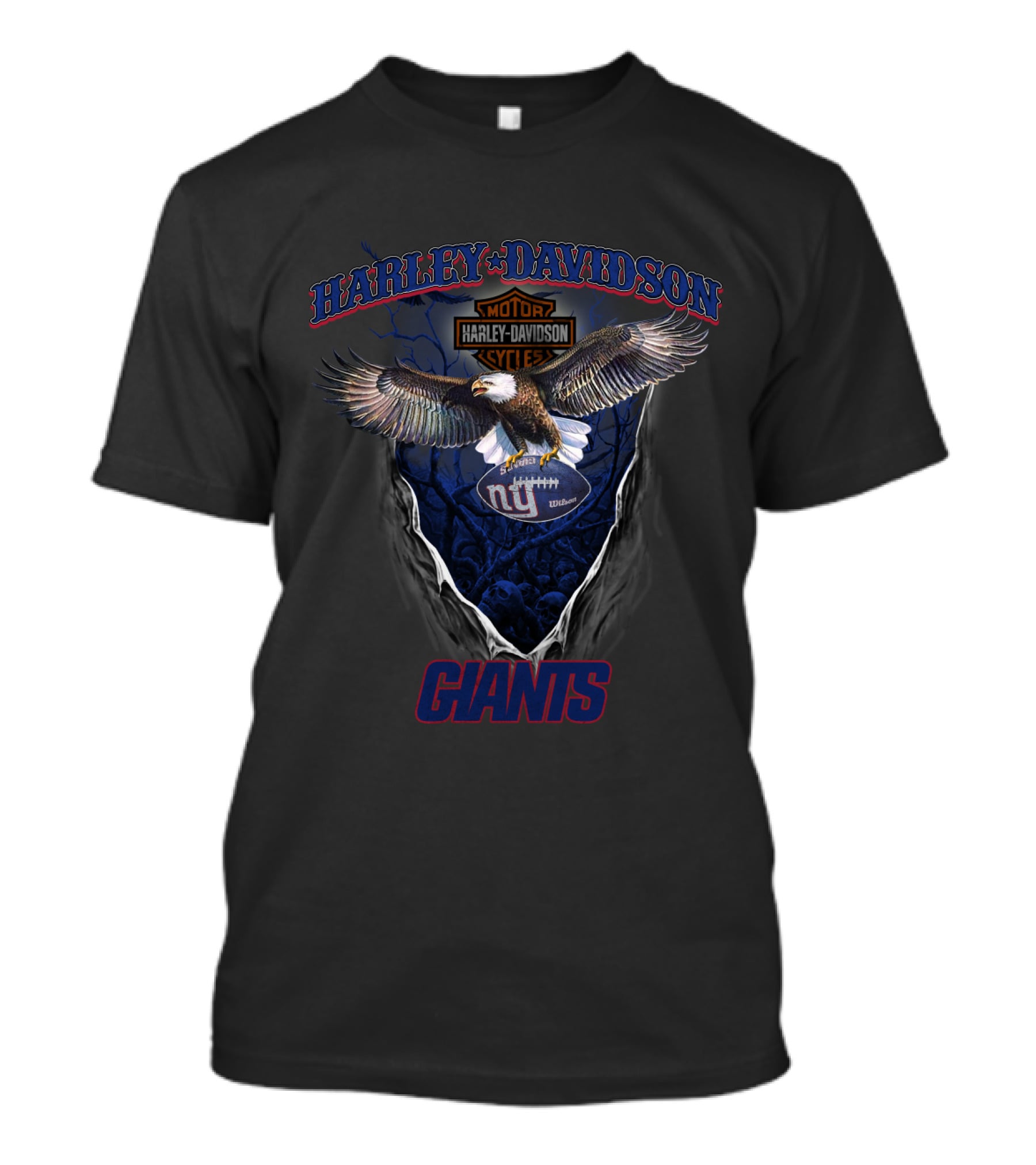 Harley Davidson Motor Cycles Giants Ny Football T-Shirt