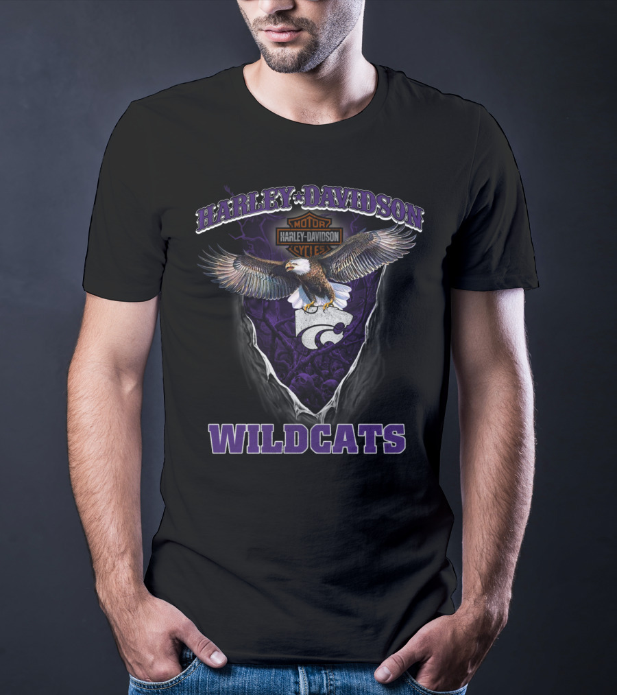 Harley Davidson Motor Cycles Kansas State Wildcats Eagle T-Shirt
