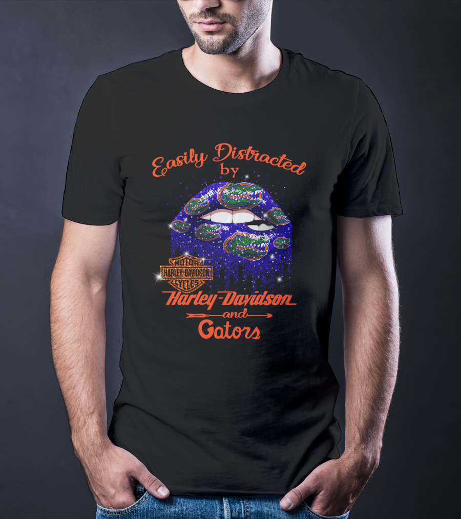 Easily Distracted By Harley Davidson And Gators T-Shirt