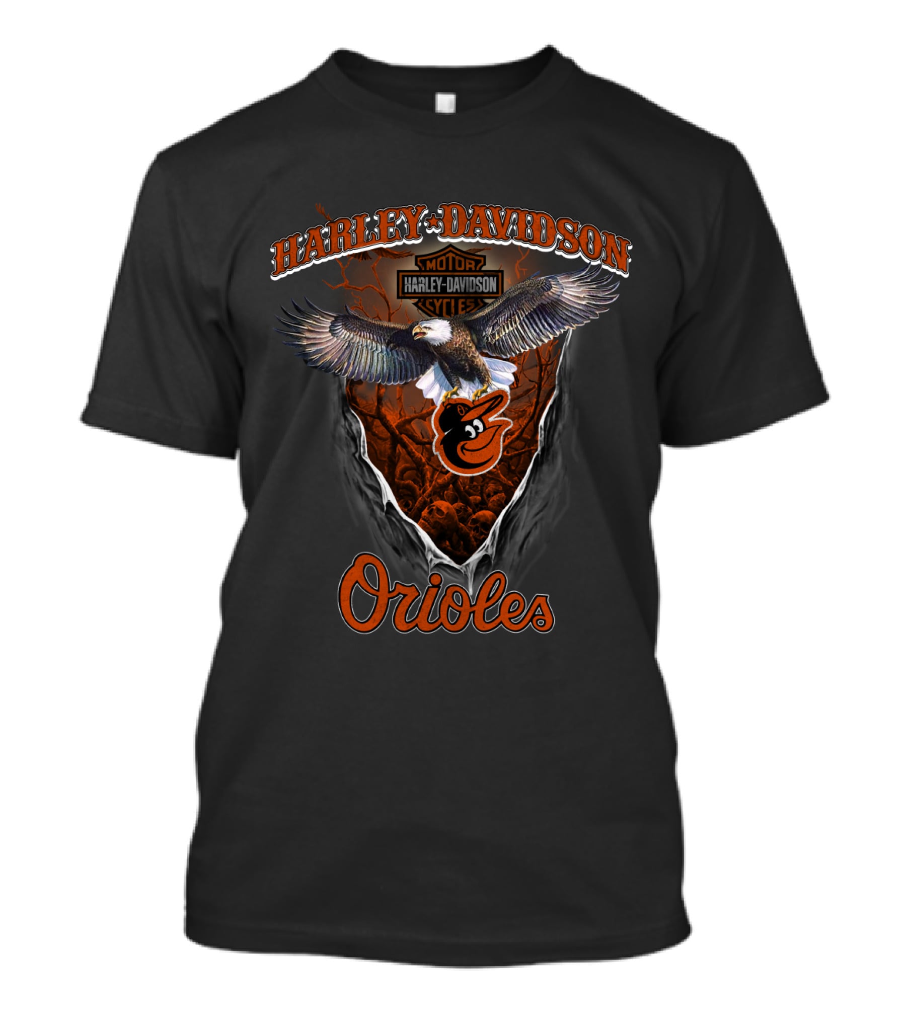 Harley Davidson Motor Cycles Orioles Eagle Baltimore Orioles T-Shirt
