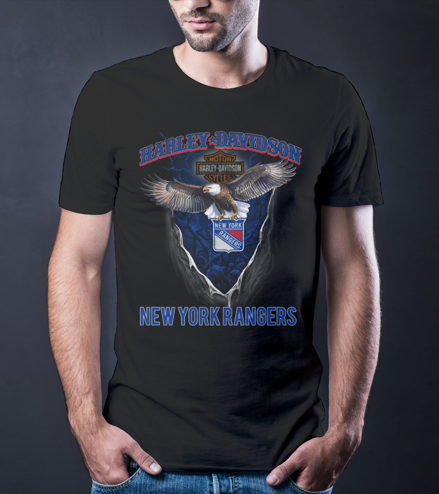 Harley Davidson Motorcycles New York Rangers Eagle T-Shirt