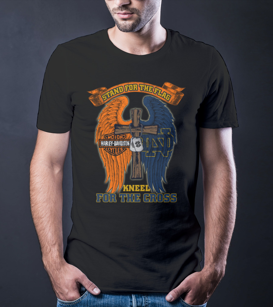 Stand For The Flag Harley Davidson Notre Dame Kneel For The Cross T-Shirt