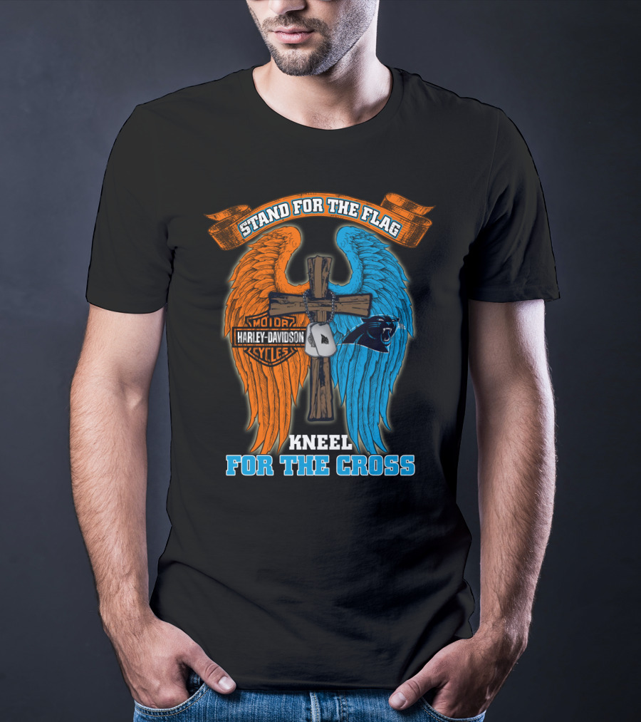 Stand For The Flag Kneel For The Cross Harley Davidson Carolina Panthers T-Shirt