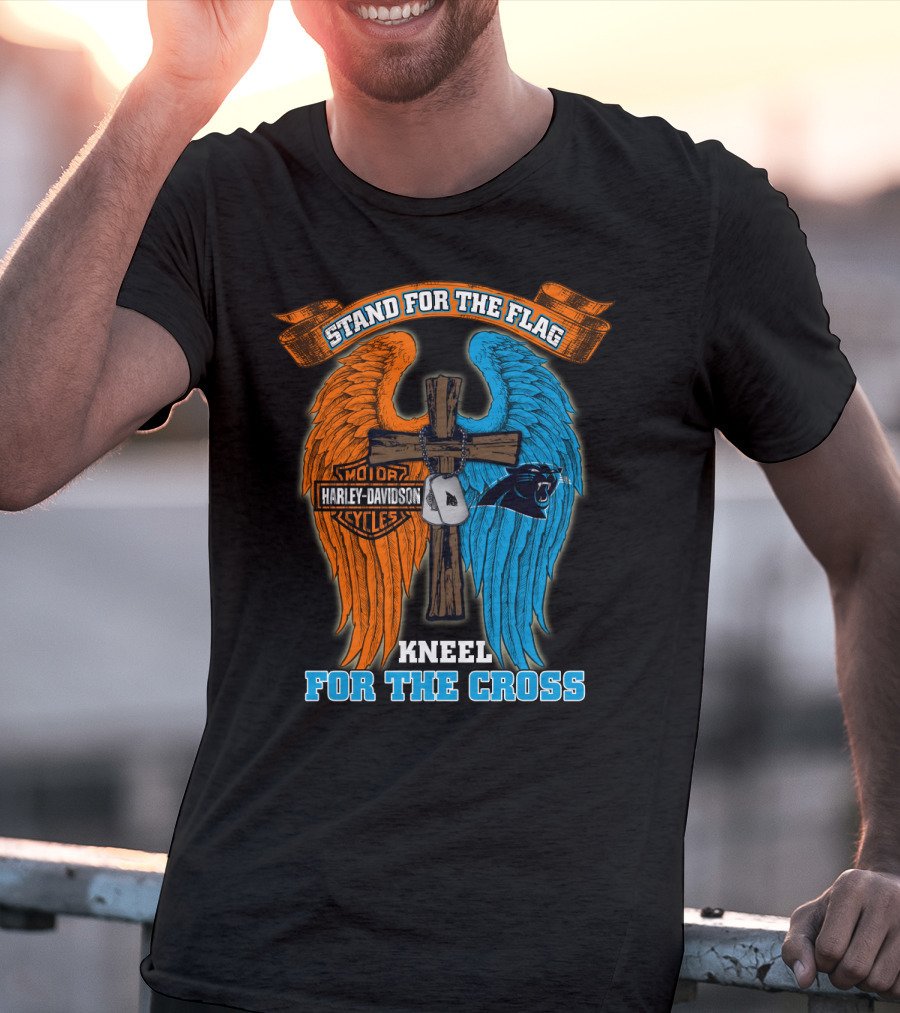 Stand For The Flag Kneel For The Cross Harley Davidson Carolina Panthers T-Shirt