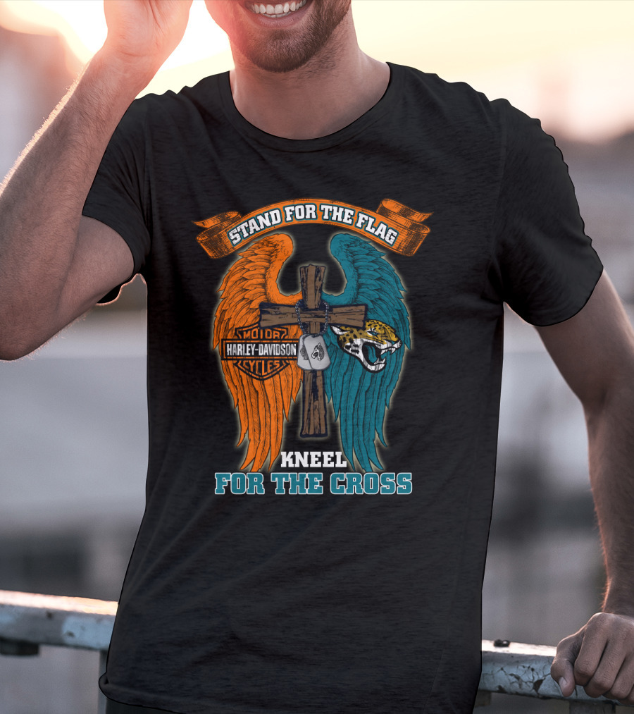 Stand For The Flag Kneel For The Cross Harley Davidson Motorcycles Jacksonville Jaguars T-Shirt