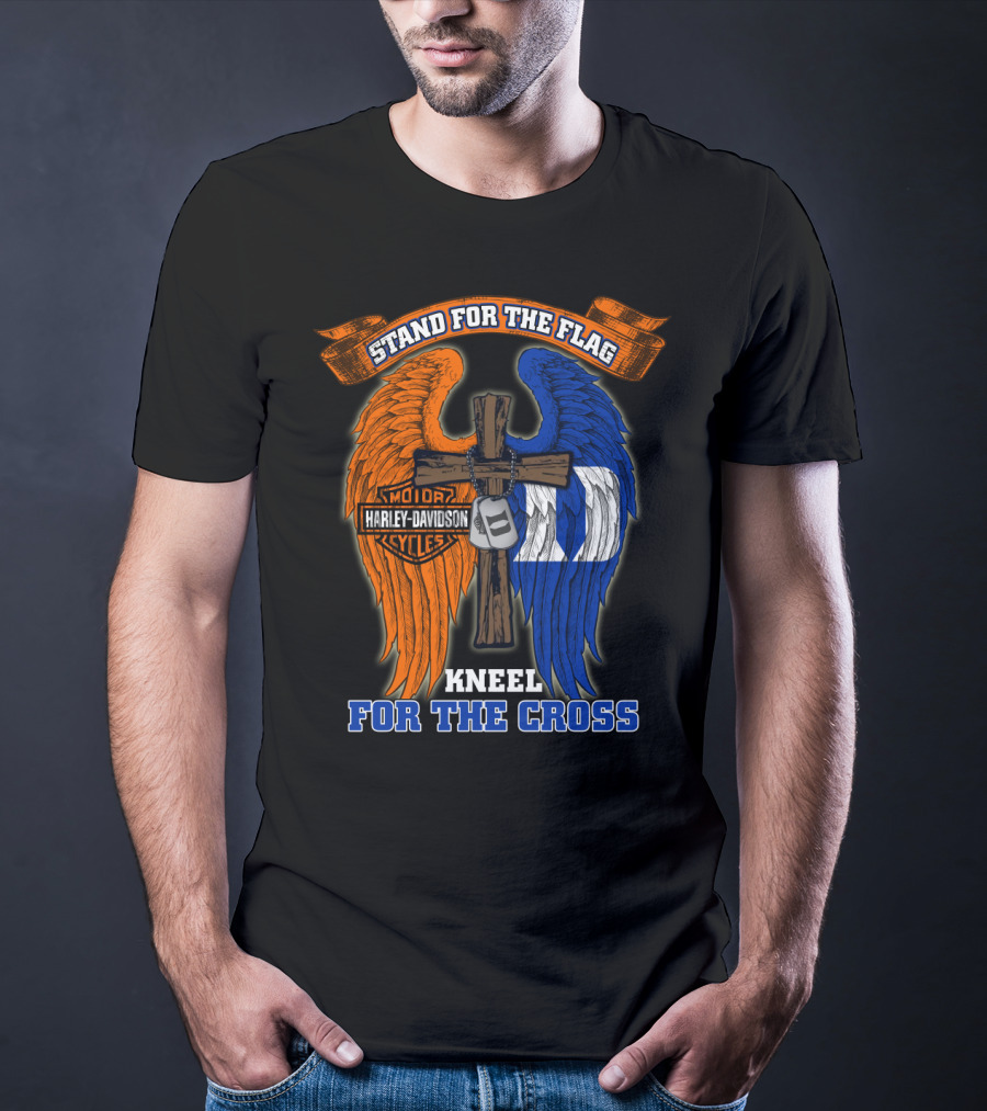 Stand For The Flag Kneel For The Cross Harley Davidson Duke Blue Devils T-Shirt