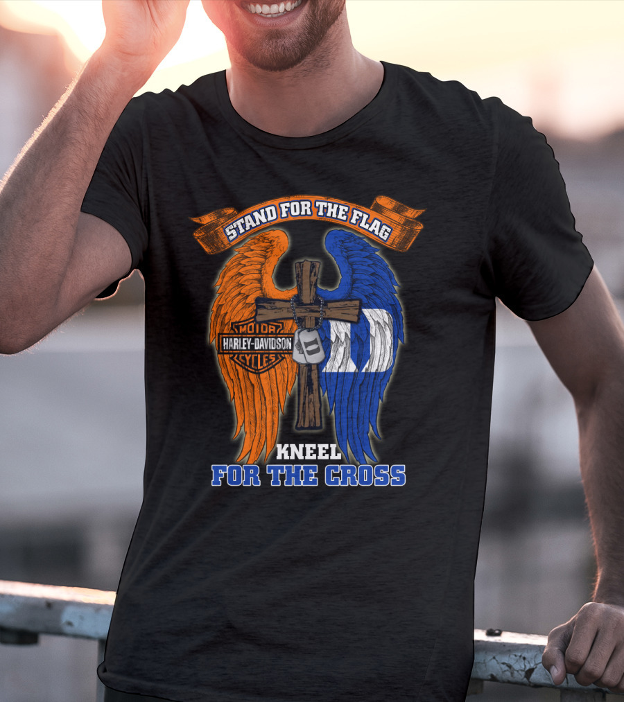 Stand For The Flag Kneel For The Cross Harley Davidson Duke Blue Devils T-Shirt