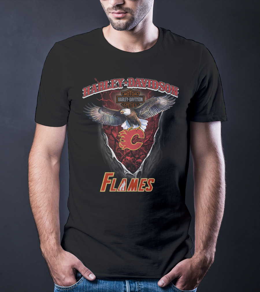 Harley Davidson Motor Eagle Calgary Flames T-Shirt