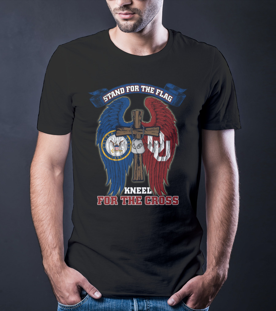 Stand For The Flag Kneel For The Cross Us Navy Oklahoma Sooners T-Shirt