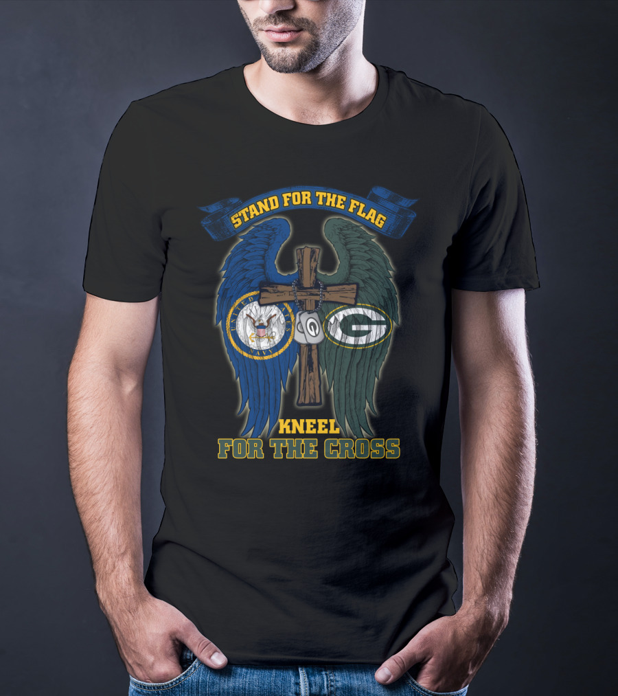 Stand For The Flag Kneel For The Cross United States Navy Green Bay Packers T-Shirt