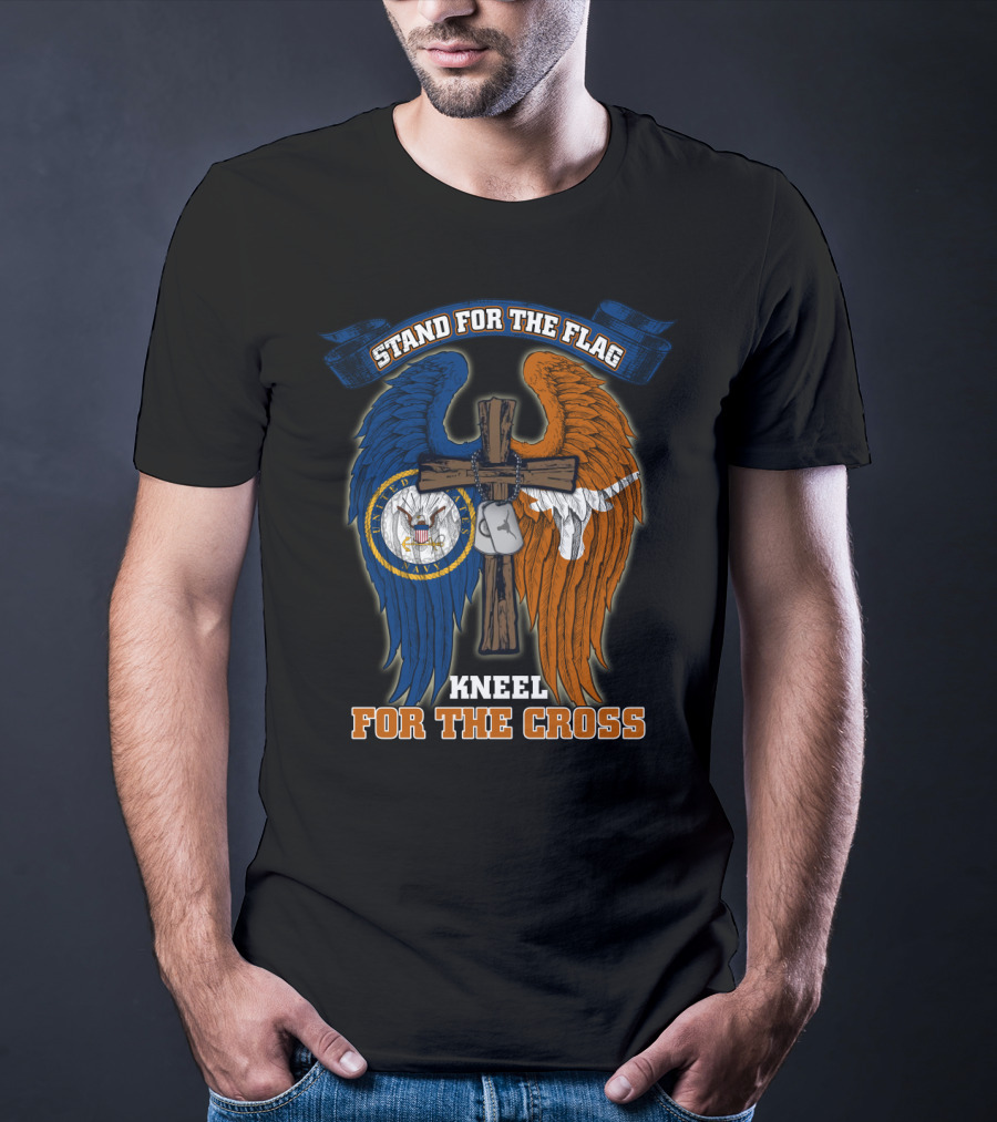 Stand For The Flag Kneel For The Cross Us Navy Texas Longhorns T-Shirt