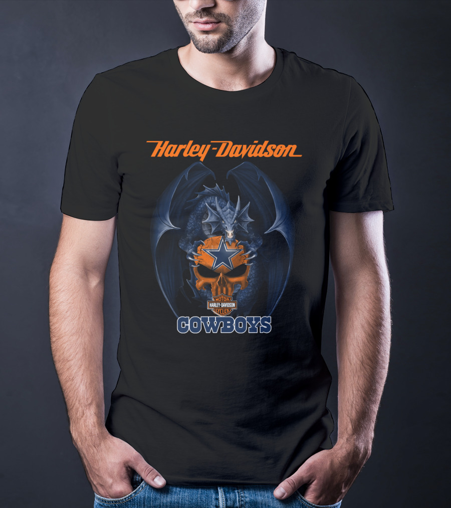 Harley Davidson Dallas Cowboys Dragon Helmet T-Shirt