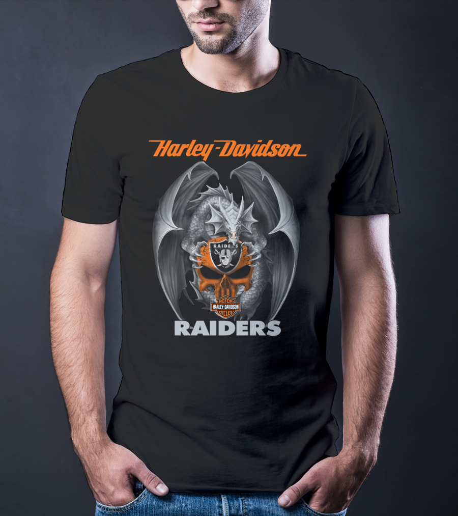 Harley Davidson Raiders Dragon Shield Motorcycles T-Shirt