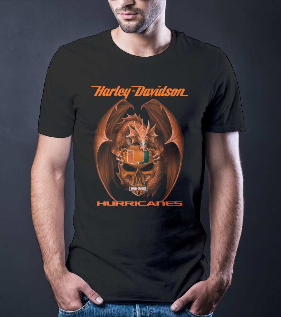 Harley Davidson Hurricanes Dragon Miami Motor Cycles T-Shirt