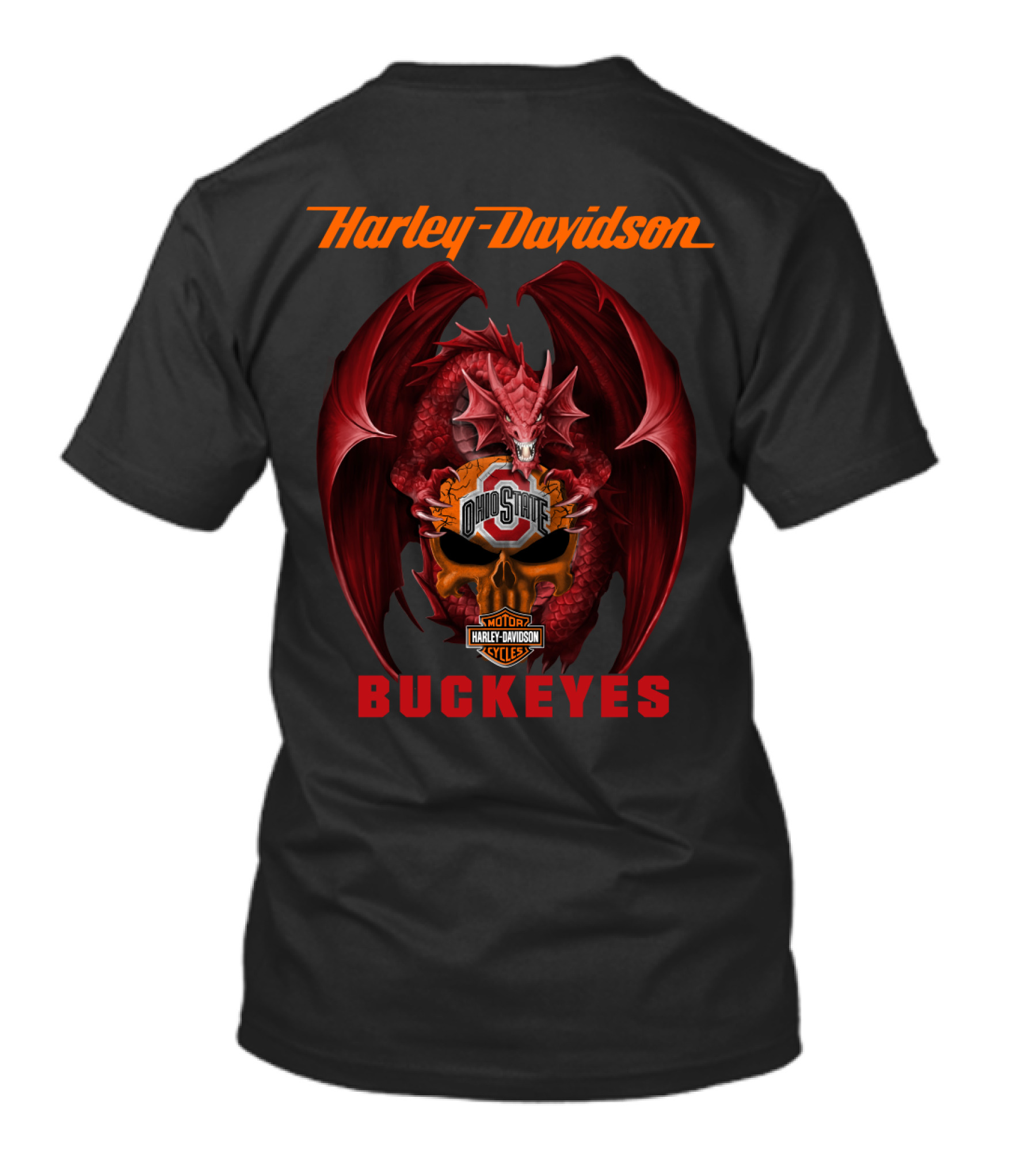 Harley Davidson Ohio State Buckeyes Dragon Motor Cycles T-Shirt