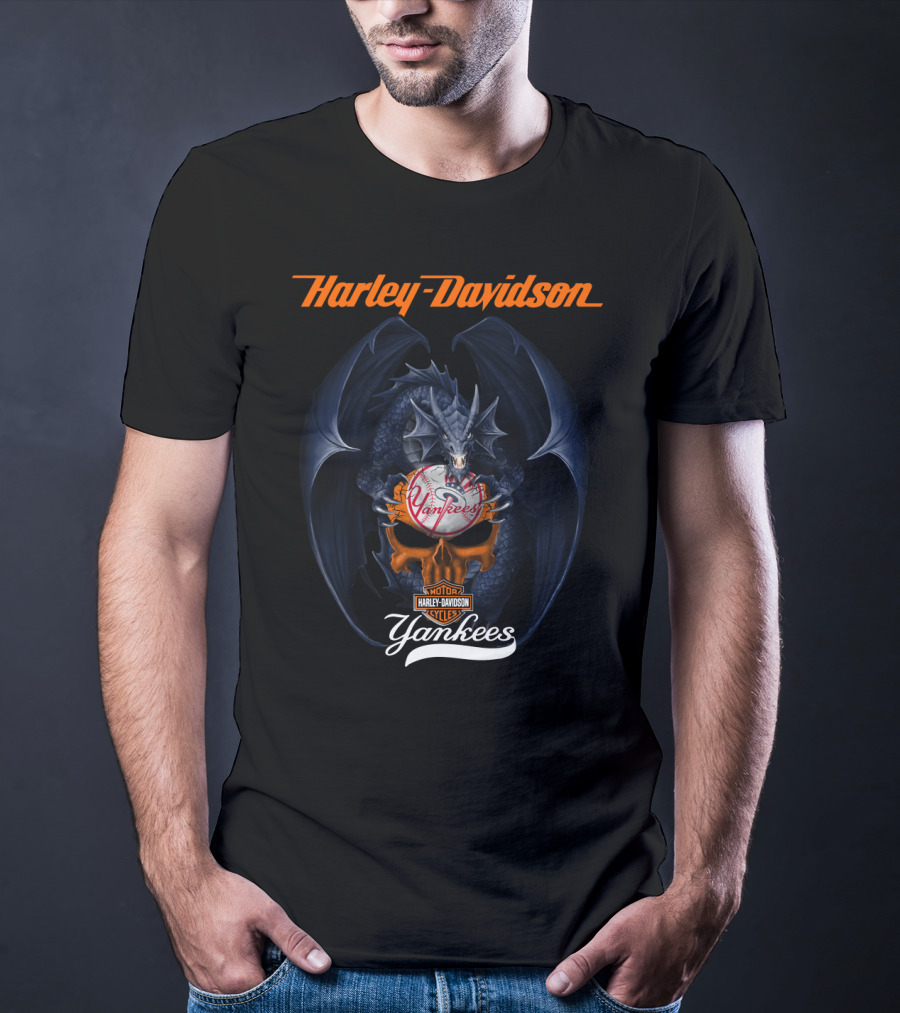 Harley Davidson Yankees Dragon Motor Cycles T-Shirt