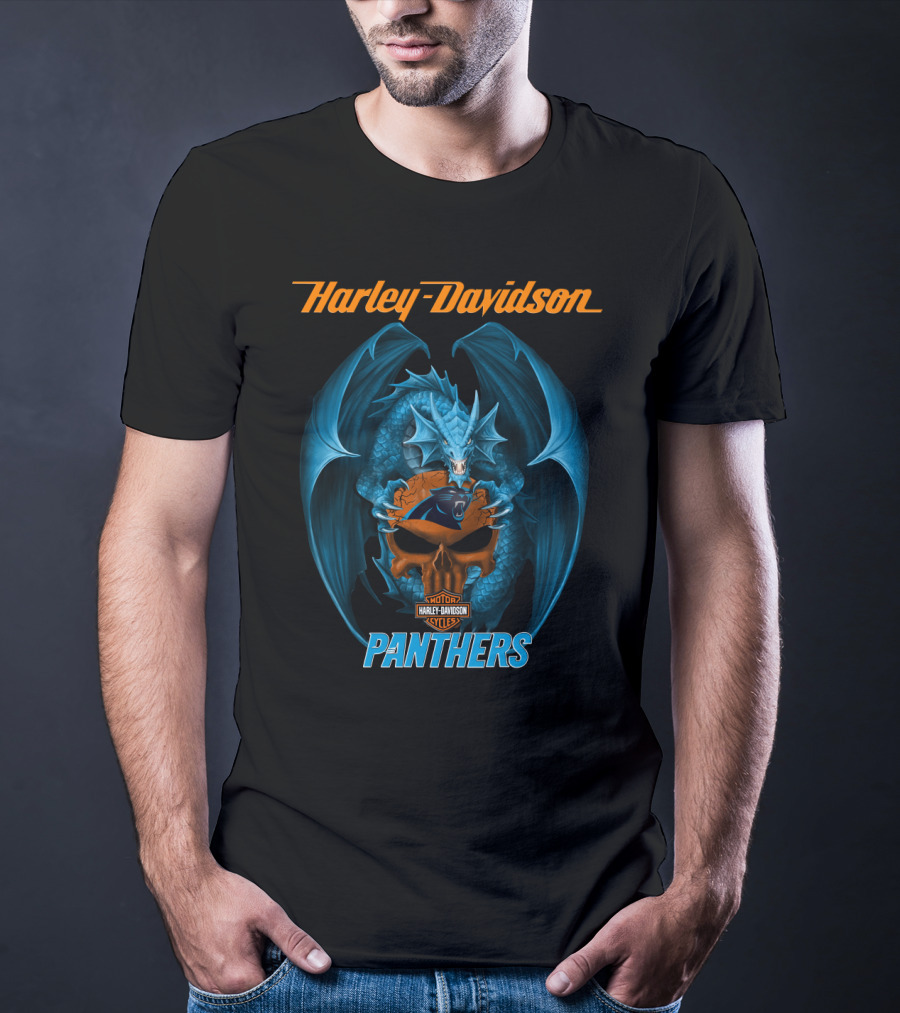 Harley Davidson Motor Cycles Carolina Panthers Dragon T-Shirt