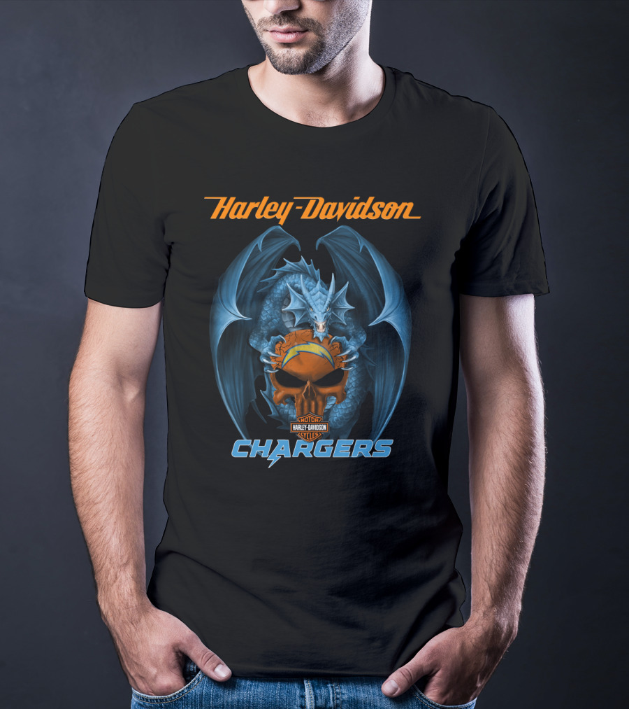 Harley Davidson Los Angeles Chargers Dragon Motorcycle T-Shirt