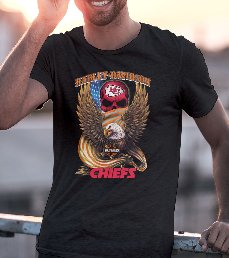 Harley Davidson Kansas City Chiefs Eagle And Skull T-Shirt