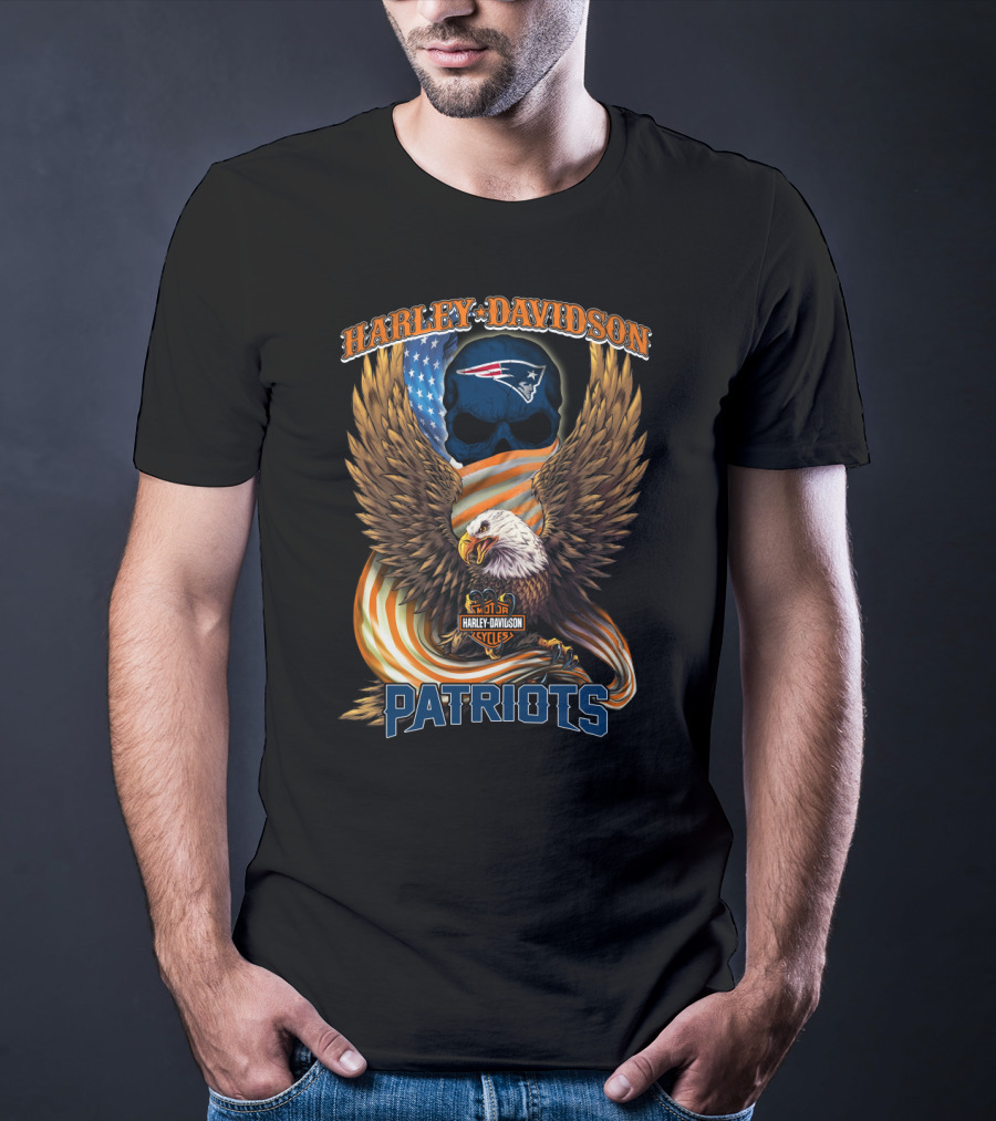 Harley Davidson Cycles New England Patriots American Eagle T-Shirt
