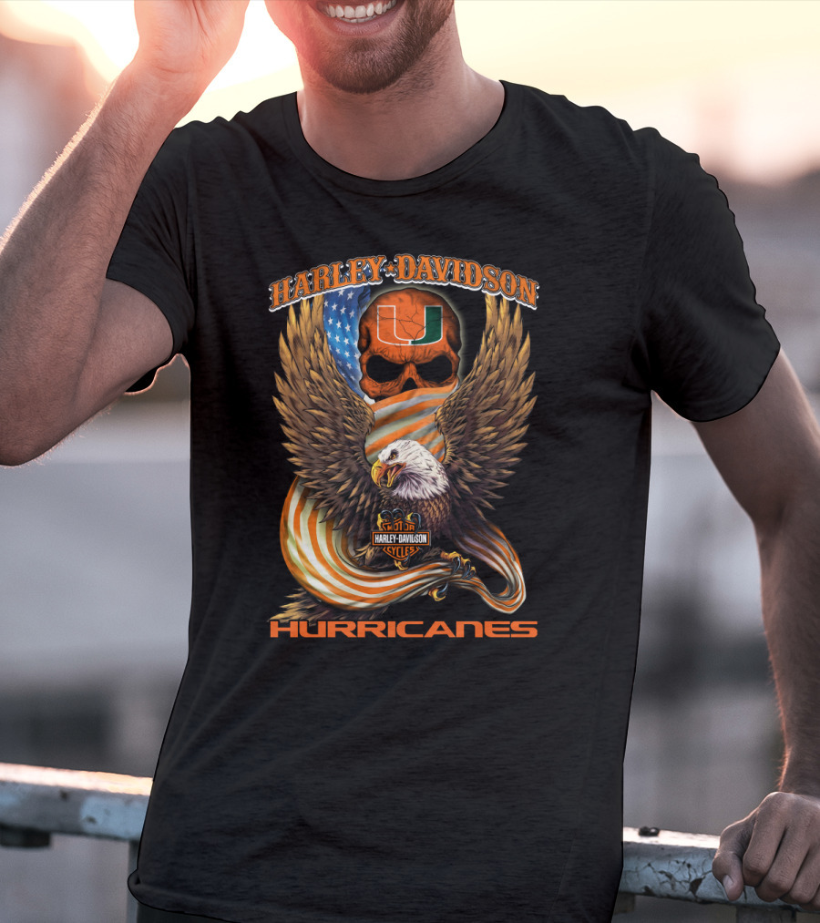 Harley Davidson Miami Hurricanes Usa Eagle T-Shirt