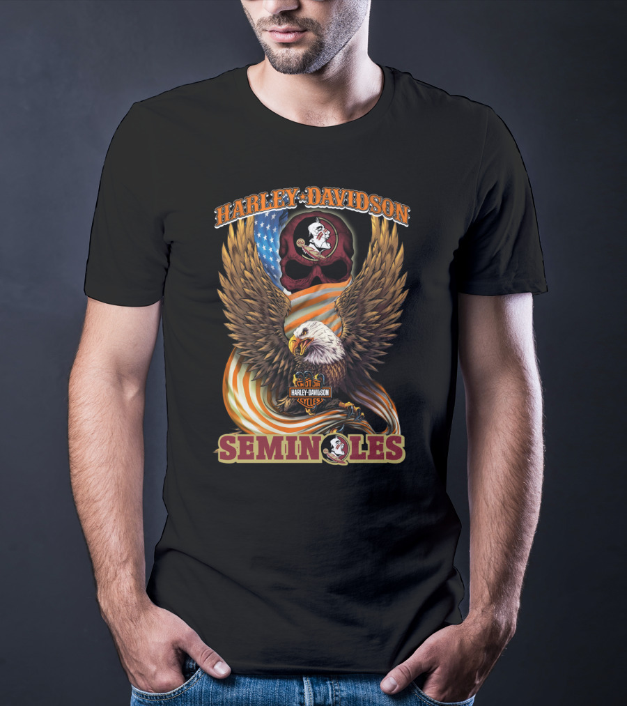 Harley Davidson Florida State Seminoles Cycles American Eagle T-Shirt