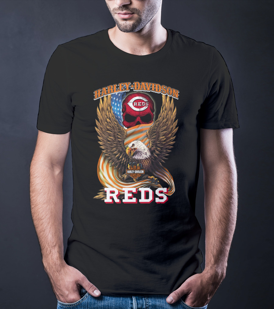 Harley Davidson Cincinnati Reds American Eagle Cycles T-Shirt