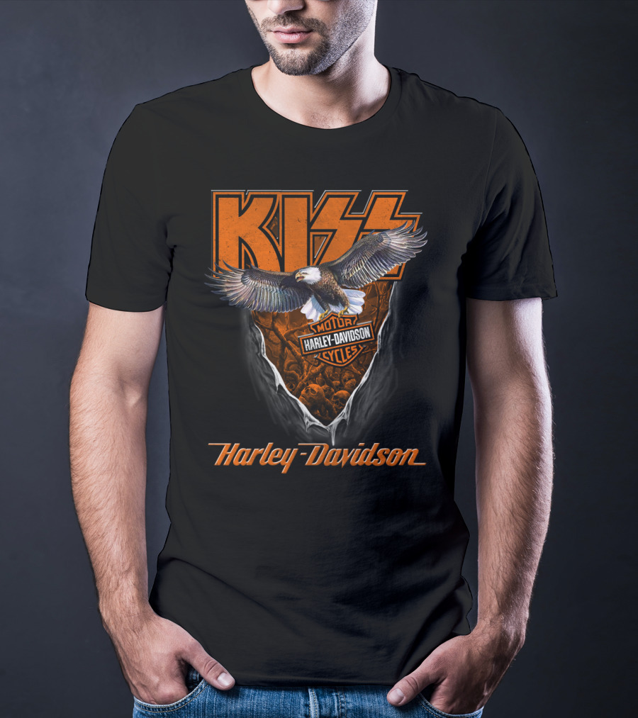 Kiss Harley Davidson Motorcycles Bald Eagle T-Shirt