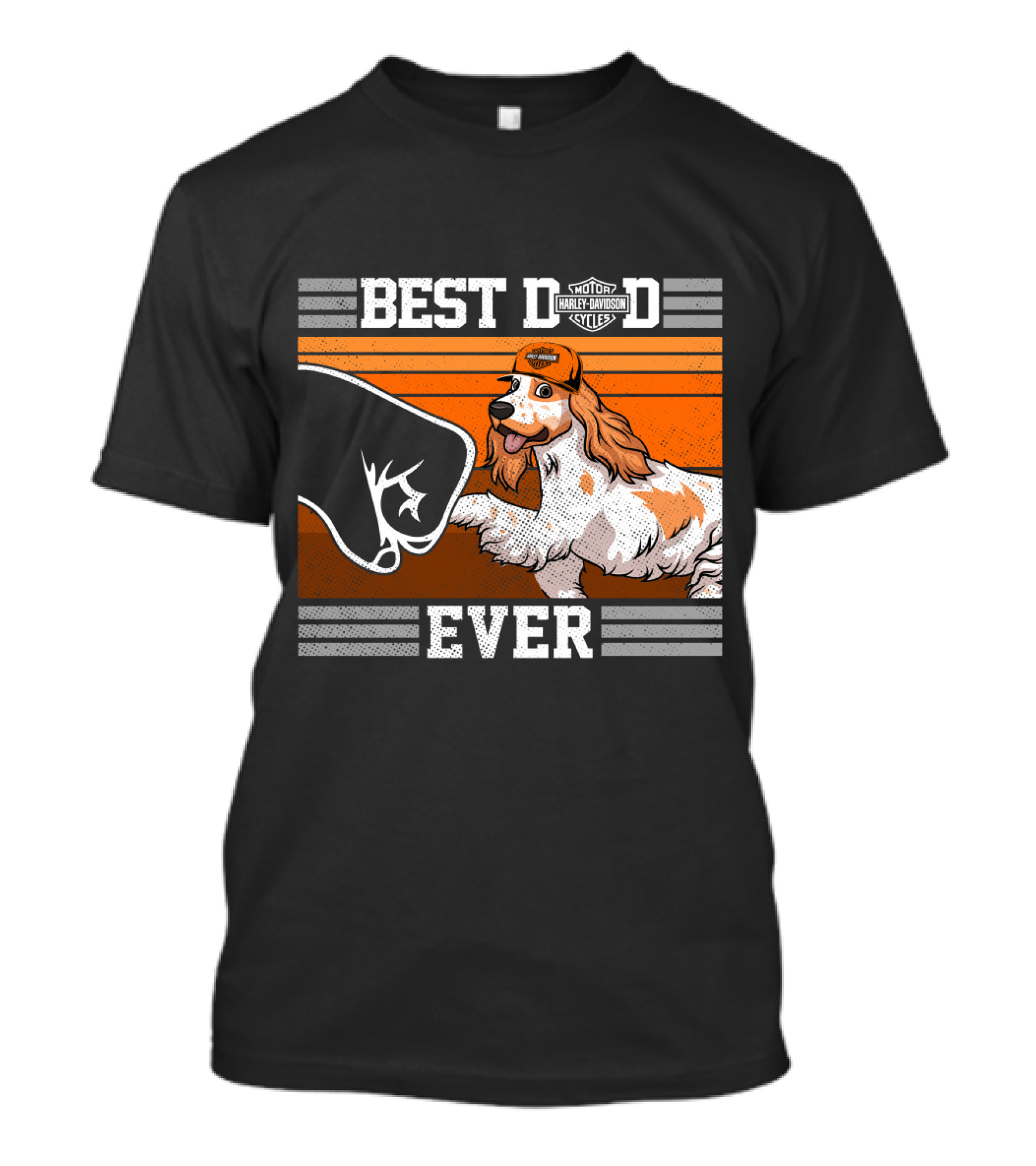 Best Dad Ever Motor Harley English Cocker Spaniel Cycles T-Shirt