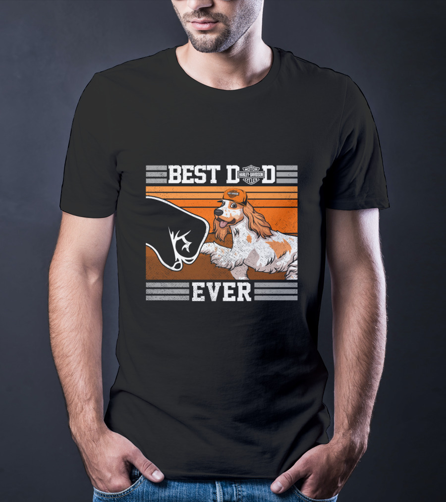 Best Dad Ever Motor Harley English Cocker Spaniel Cycles T-Shirt