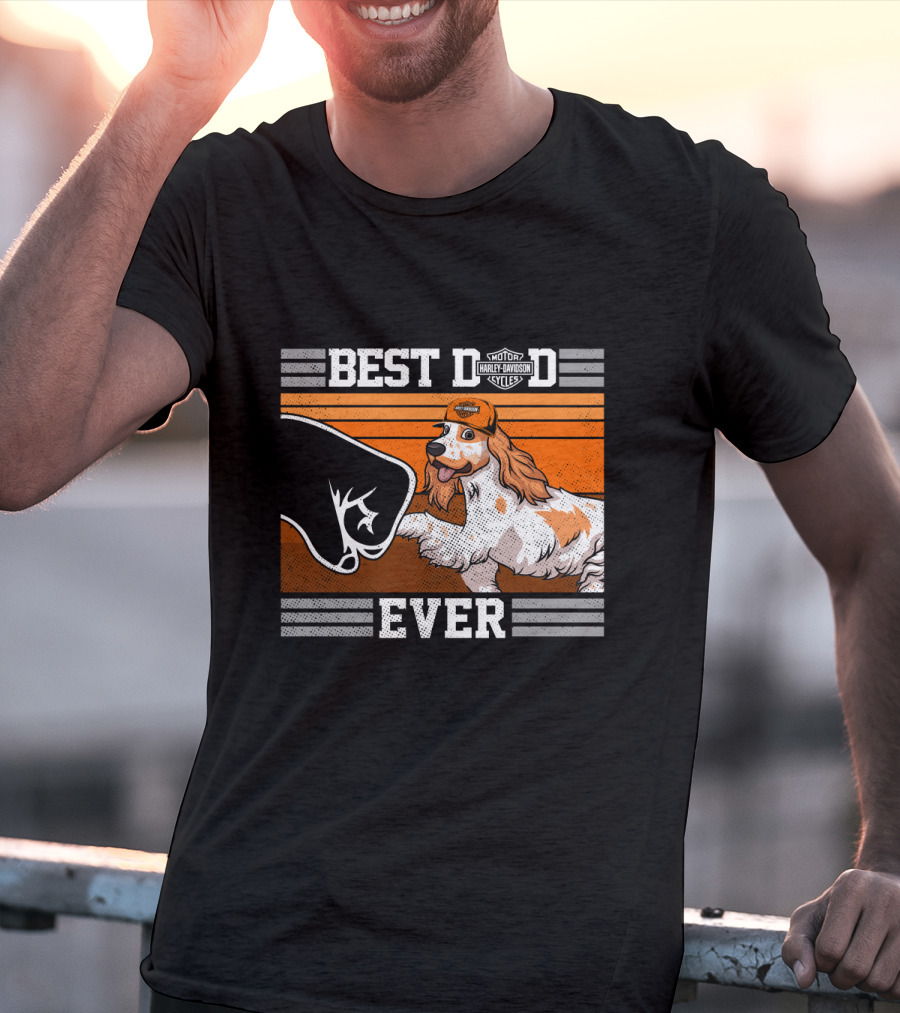 Best Dad Ever Motor Harley English Cocker Spaniel Cycles T-Shirt
