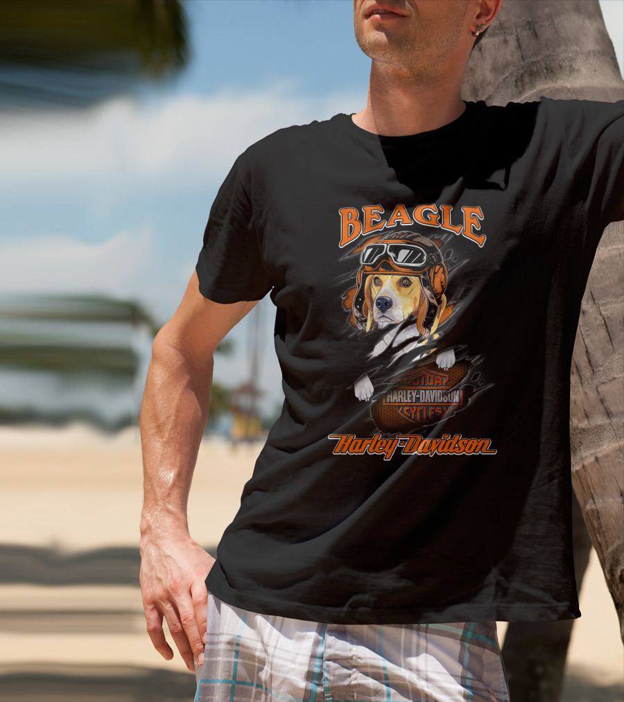 Beagle Harley Davidson Motorcycles Cycles T-Shirt