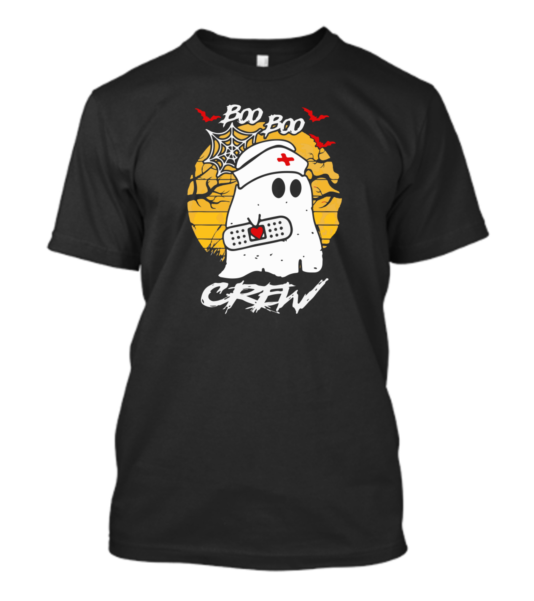 Boo Boo Crew Ghost Nurse Halloween Ghost Bandage Spider Web Bats T-Shirt