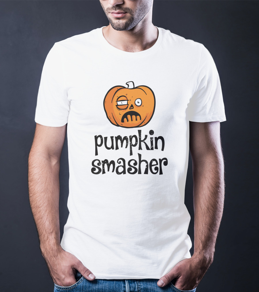 Pumpkin Smasher Funny Jack-O'-Lantern Face T-Shirt