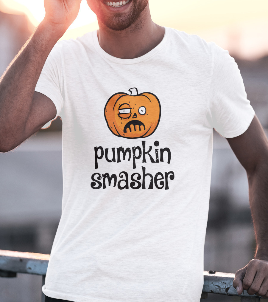 Pumpkin Smasher Funny Jack-O'-Lantern Face T-Shirt