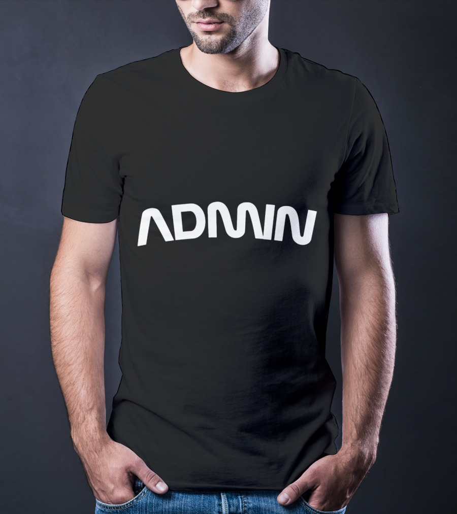 ADMN Curved Bold Text Distorted Effect T-Shirt