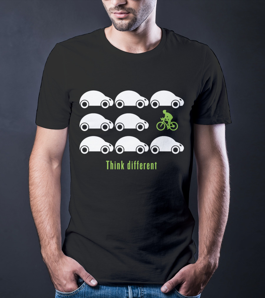 Think Different Cycling With Cars T-Shirt