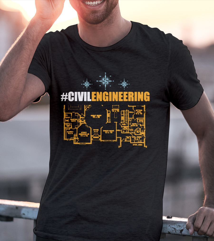 CIVILENGINEERING Blueprint Plan T-Shirt