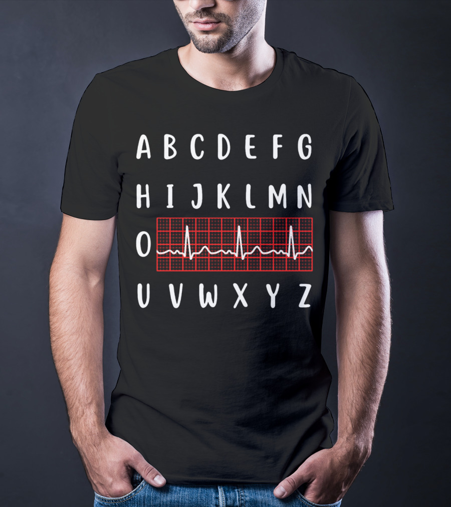 Funny Nursing Alphabet ECG Heartbeat O Letter T-Shirt