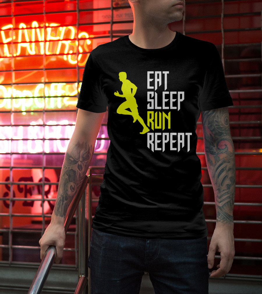 Eat Sleep Run Repeat Funny Jogging Joke T-Shirt