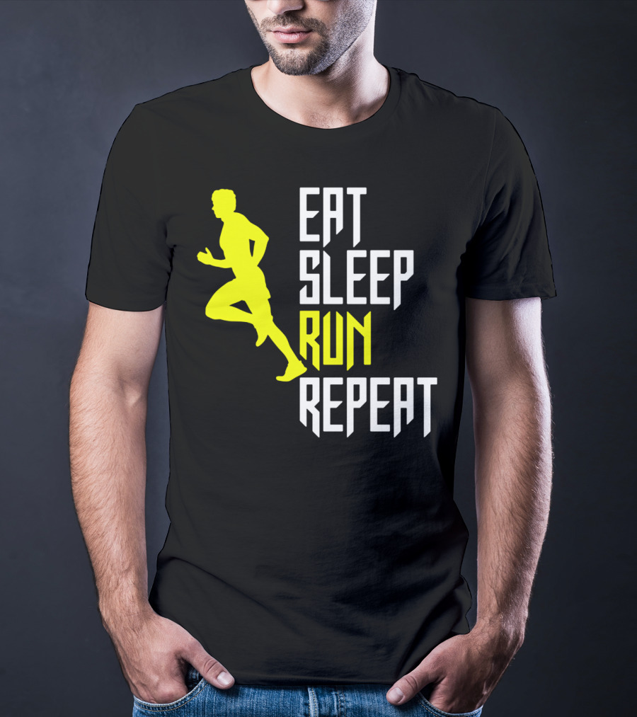 Eat Sleep Run Repeat Funny Jogging Joke T-Shirt