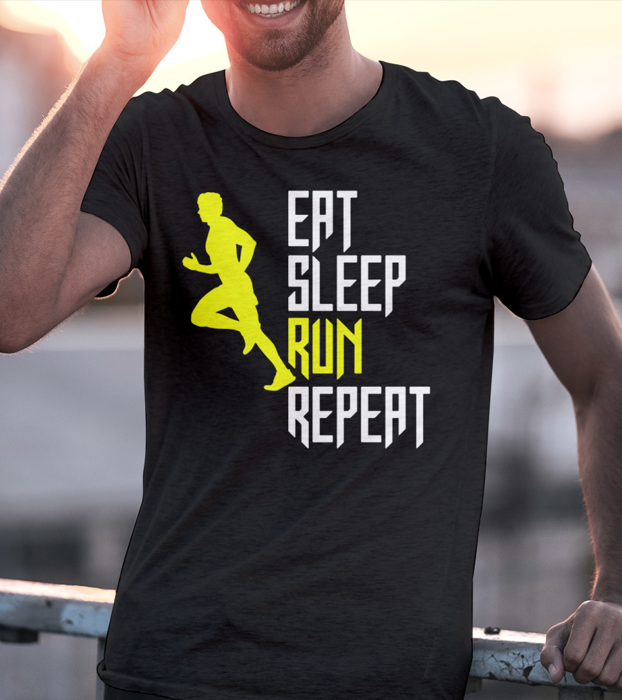 Eat Sleep Run Repeat Funny Jogging Joke T-Shirt