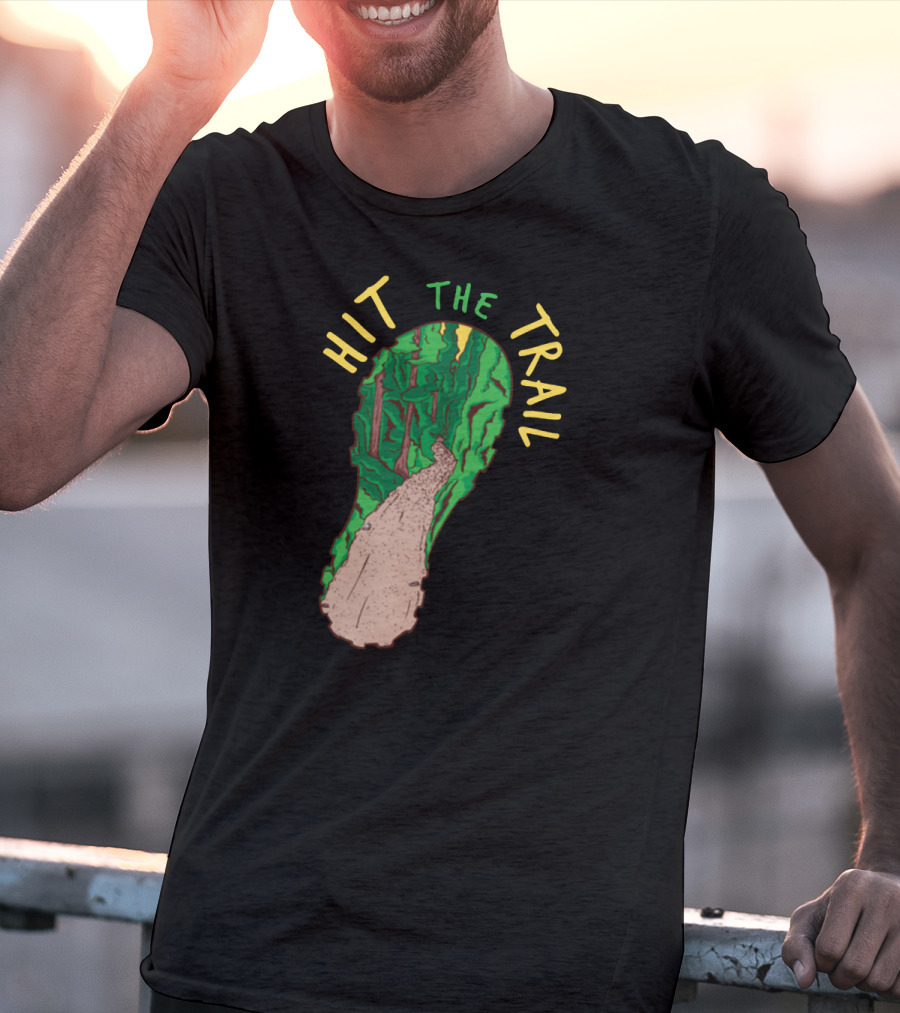 Hit The Trail Running Trail Footprint Pathway Forest Adventure T-Shirt