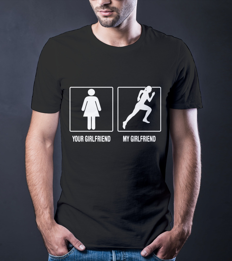 Your Girlfriend My Girlfriend Running Silhouette Contrast T-Shirt