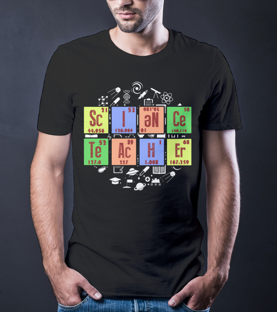 SCIENCE TEACHER Periodic Elements Chemistry Physics Icons T-Shirt