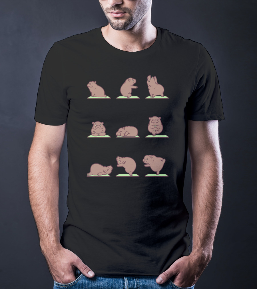 Yoga Lover Funny Hippo Poses For Yoga Enthusiasts T-Shirt